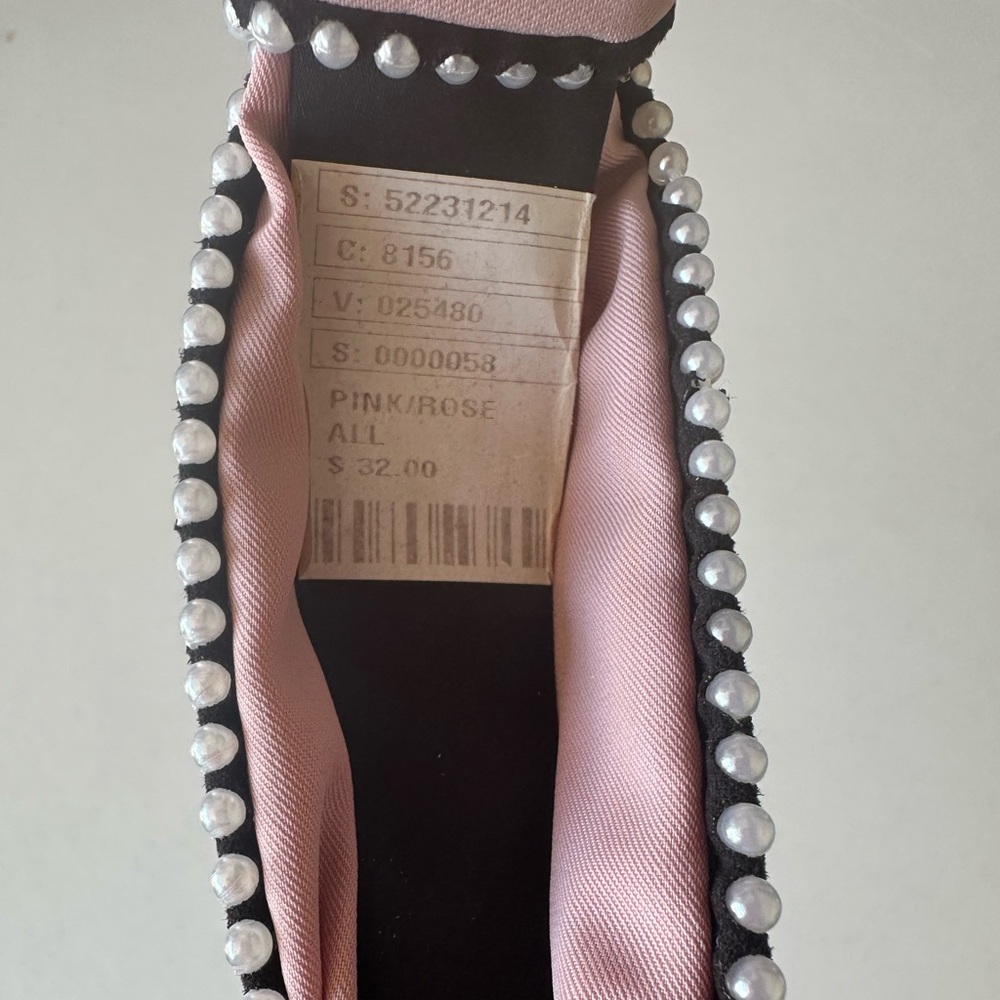Anthropologie Knotted Pink Headband with Pearl Trim - Picture 3 of 3